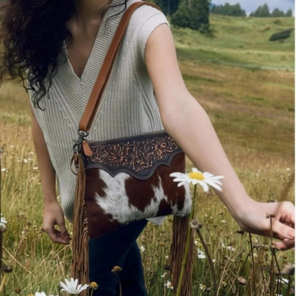 NWT Myra Bag Boho Leather & Canvas Shoulder Bag - Picture 9 of 9